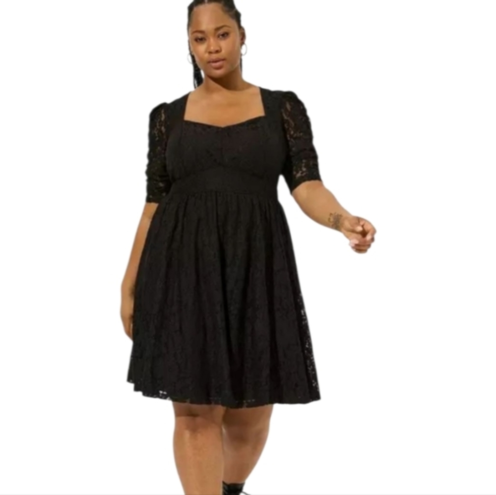Torrid Black Lace Overlay Party Cocktail Midi Dress Plus Size 20 - Picture 1 of 11